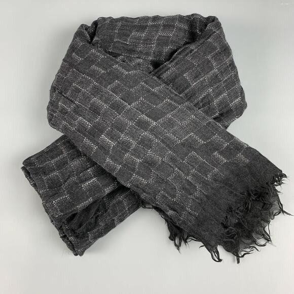 LOUIS VUITTON Black Grey Checkered Cashmere Silk Scarves - Picture 1 of 6